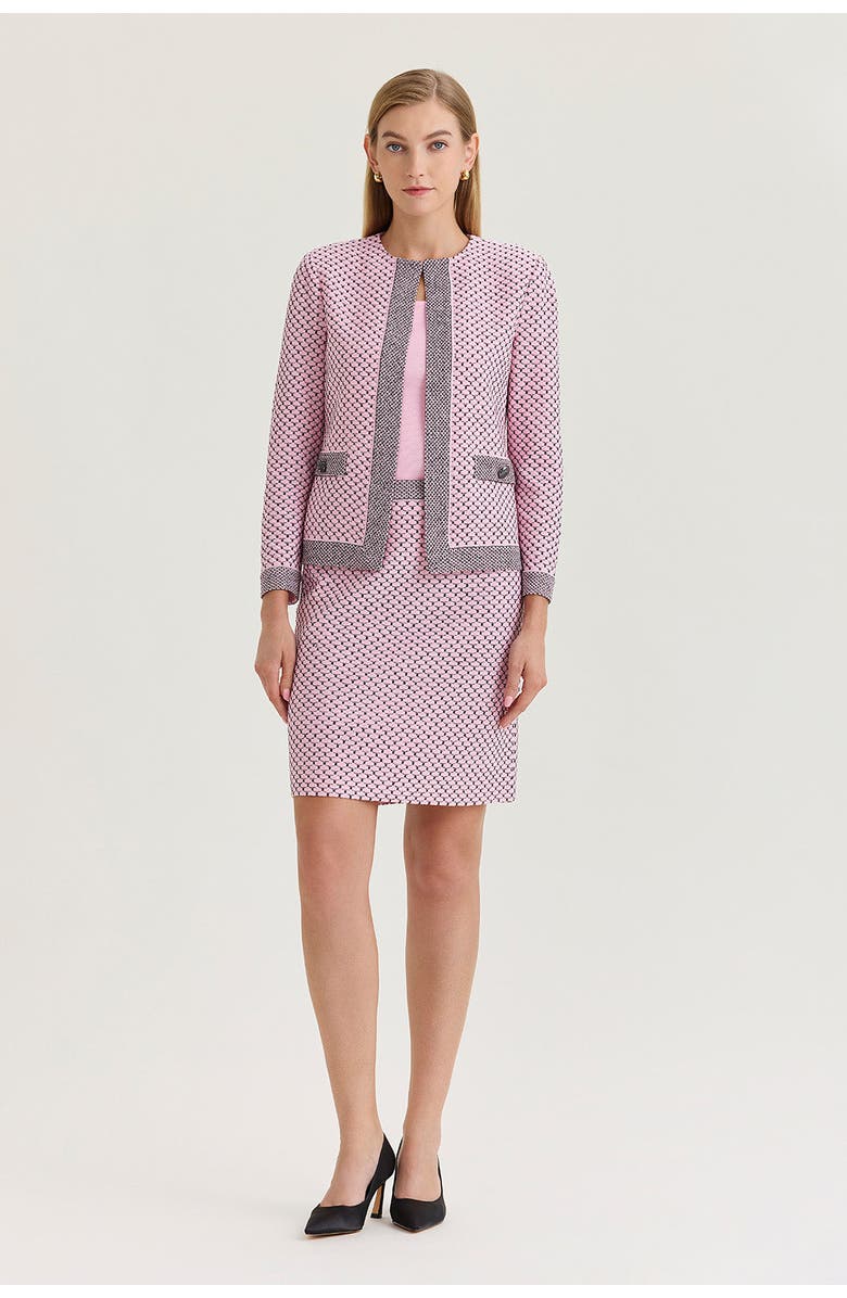 Ming Wang x Family Savvy Shell Stitch Straight Knit Skirt, Alternate, color, Perfect Pink/Black