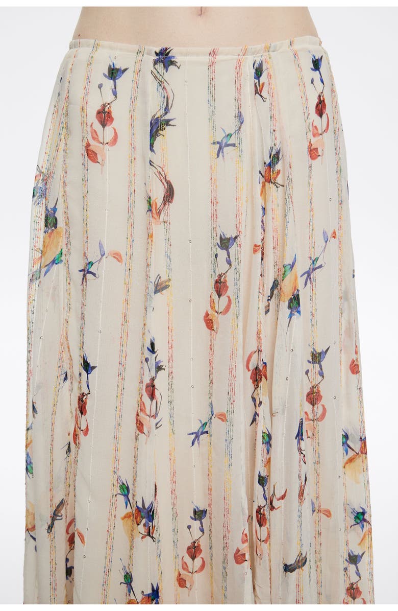 Bimba y Lola Flowers Scan Flared Midi Skirt, Alternate, color, Flowers Scan Ivory
