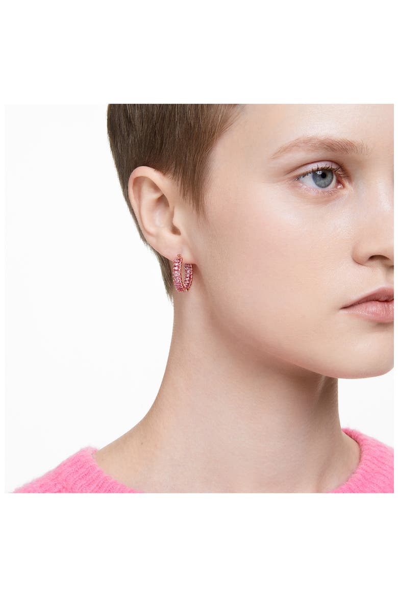 Matrix Hoop Earrings, Alternate, color, PINK