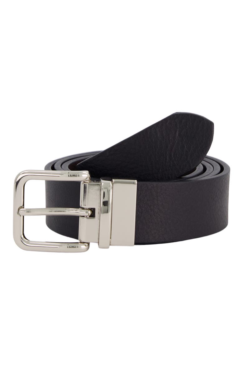 Reversible Black Leather Belt, Main, color, BLACK