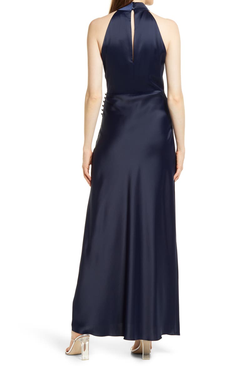 Cora Mock Neck Slit Front Maxi Dress, Alternate, color, INK