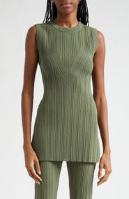 Veronica Beard Semma Mixed Rib Sleeveless Tunic Sweater