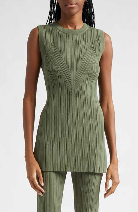 Veronica Beard Semma Mixed Rib Sleeveless Tunic Sweater