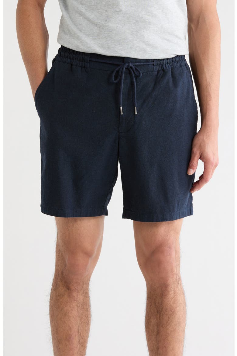 7-Inch Linen Blend Shorts, Main, color, NAVY SAPPHIRE - BLACK EOE