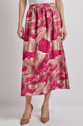 Misook Watercolor Print Midi Skirt