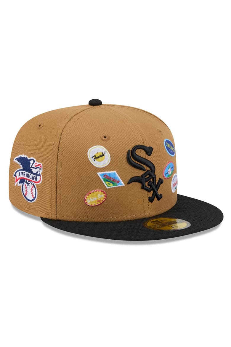 Men's New Era Tan Chicago White Sox Fruit Sticker 59FIFTY Fitted Hat, Main, color, Tan