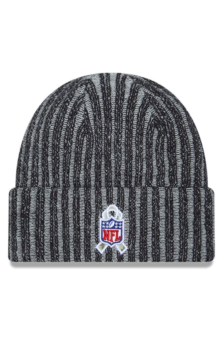 New Era Men's New Era Black Las Vegas Raiders 2023 Salute To Service Cuffed Knit Hat, Alternate, color,