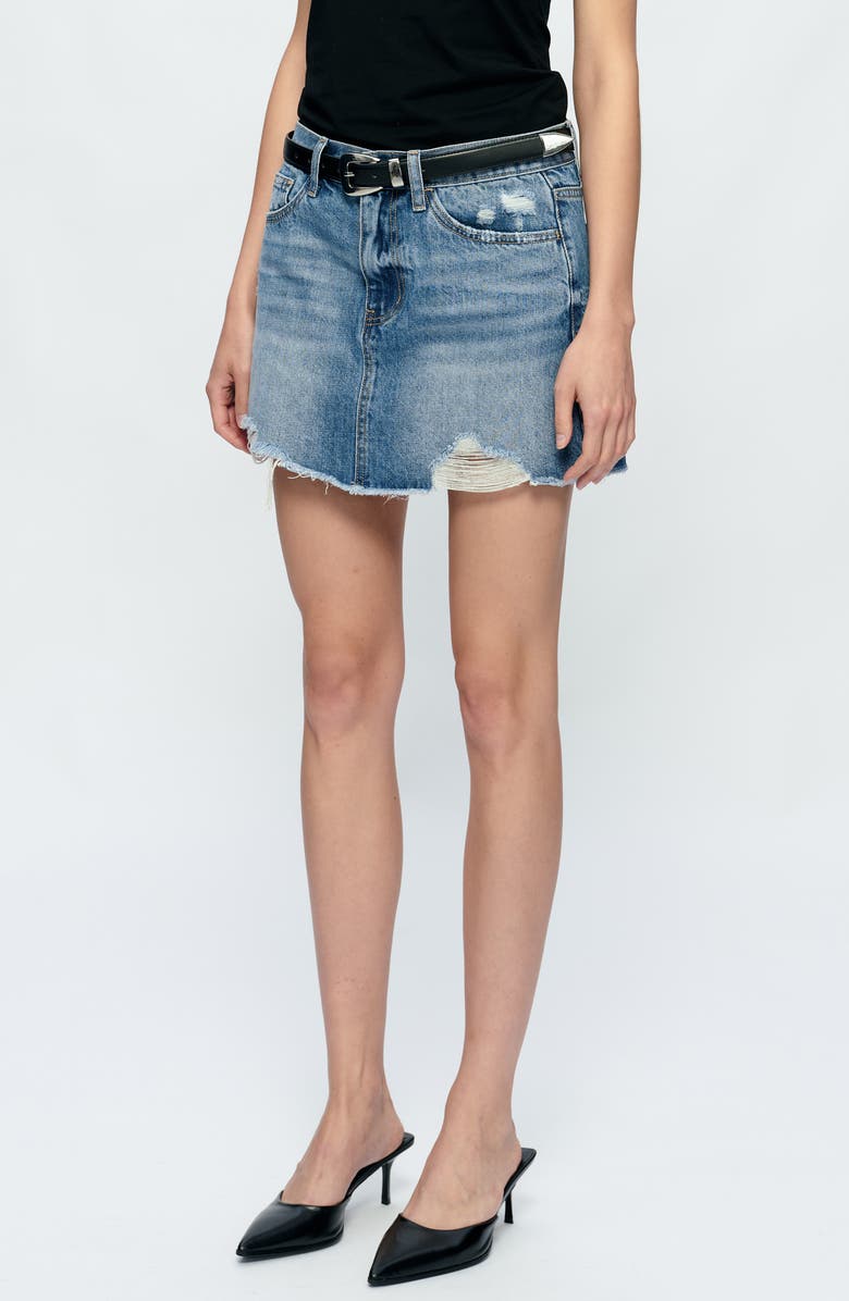 Bayeas Anna Distressed Denim Miniskirt, Alternate, color, Medium Blue