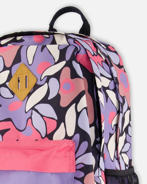 Deux Par Deux Kids Backpack Retro Flower In Multi