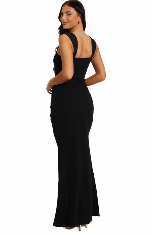 Quiz Corset Detail Wrap Maxi Dress In Black