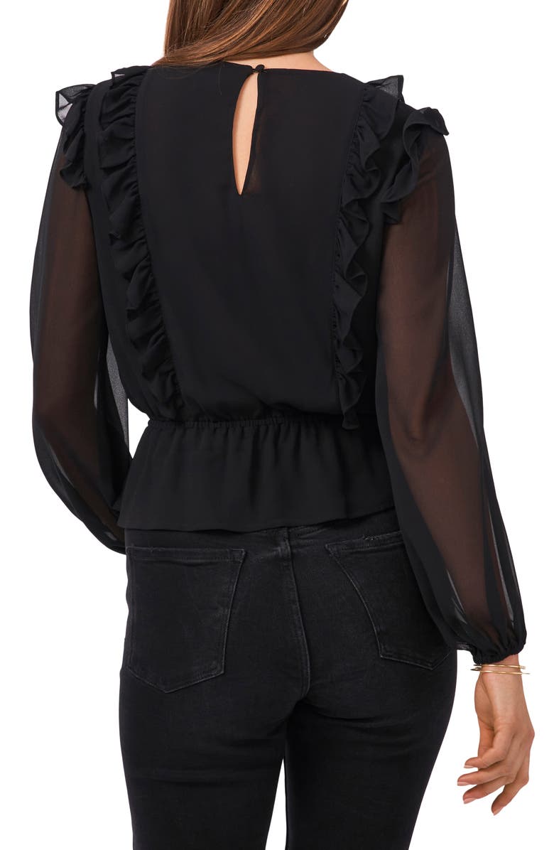 1.STATE Ruffle Detail Peplum Long Sleeve Blouse, Alternate, color, 