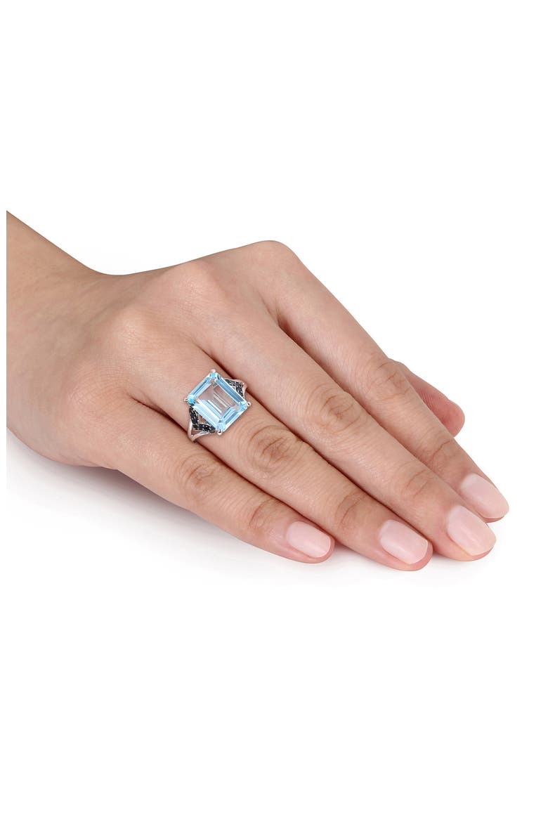 Sterling Silver Sky Blue Topaz & Black Sapphire Ring, Alternate, color, BLUE