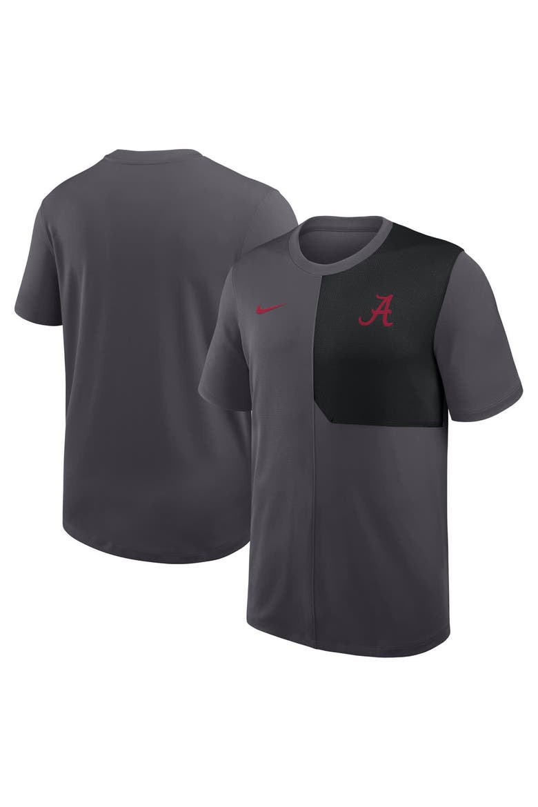 Men's Nike Anthracite Alabama Crimson Tide 2025 Sideline UV Performance Coach T-Shirt, Main, color, Anthracite
