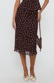 Princess Polly Sydni Dot Bias Cut Midi Skirt