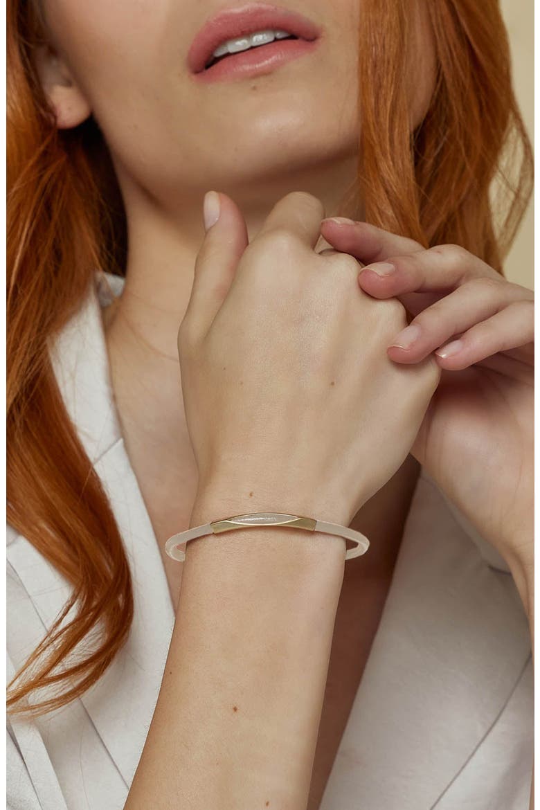 Leather Magnetic Bar Bracelet Modern Luxe Statement, Alternate, color, Ivory