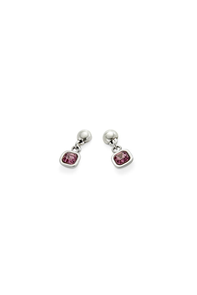 Earrings with Pink Crystals, Alternate, color, Silver