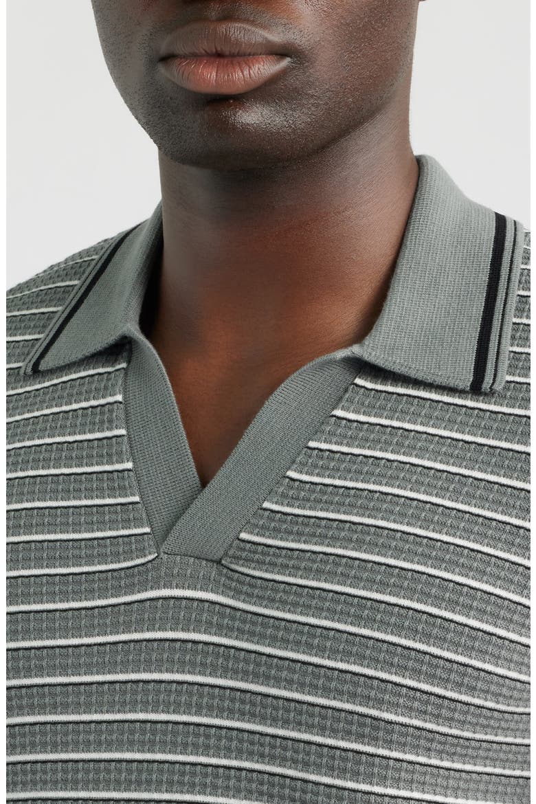 Aaron Stripe Johnny Collar Polo, Alternate, color, GREY STRIPE