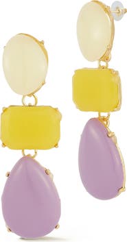 CHLOE AND MADISON Geometric Triple Stone Drop Earrings