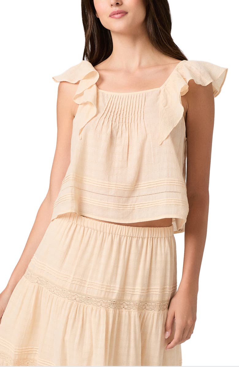 PAIGE Oaks Pintuck Ruffle Top, Alternate, color, Light Peach