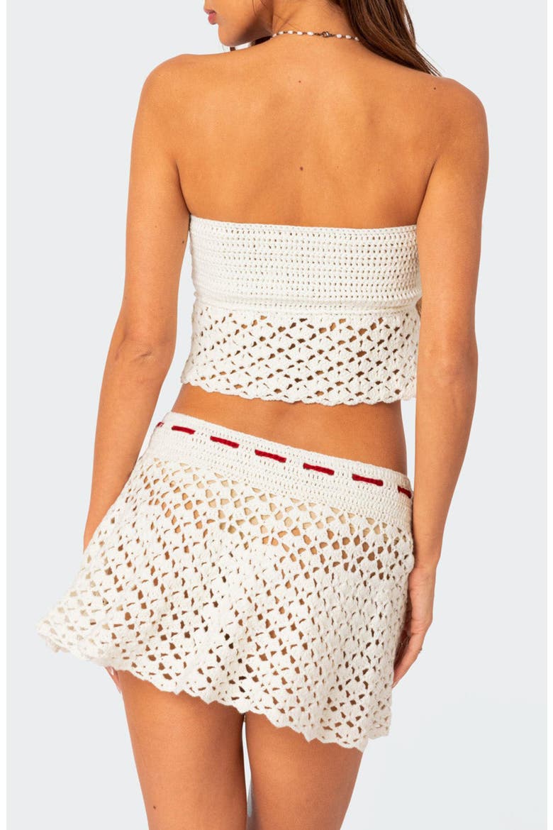 Jaslene Strapless Crochet Top, Alternate, color, WHITE