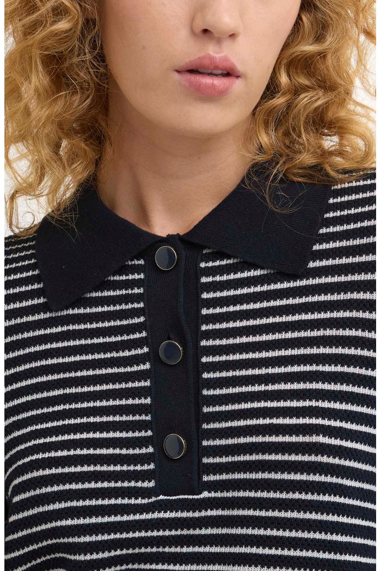 Inez Stripe Polo Sweater, Alternate, color, DARK NAVY STRIPE