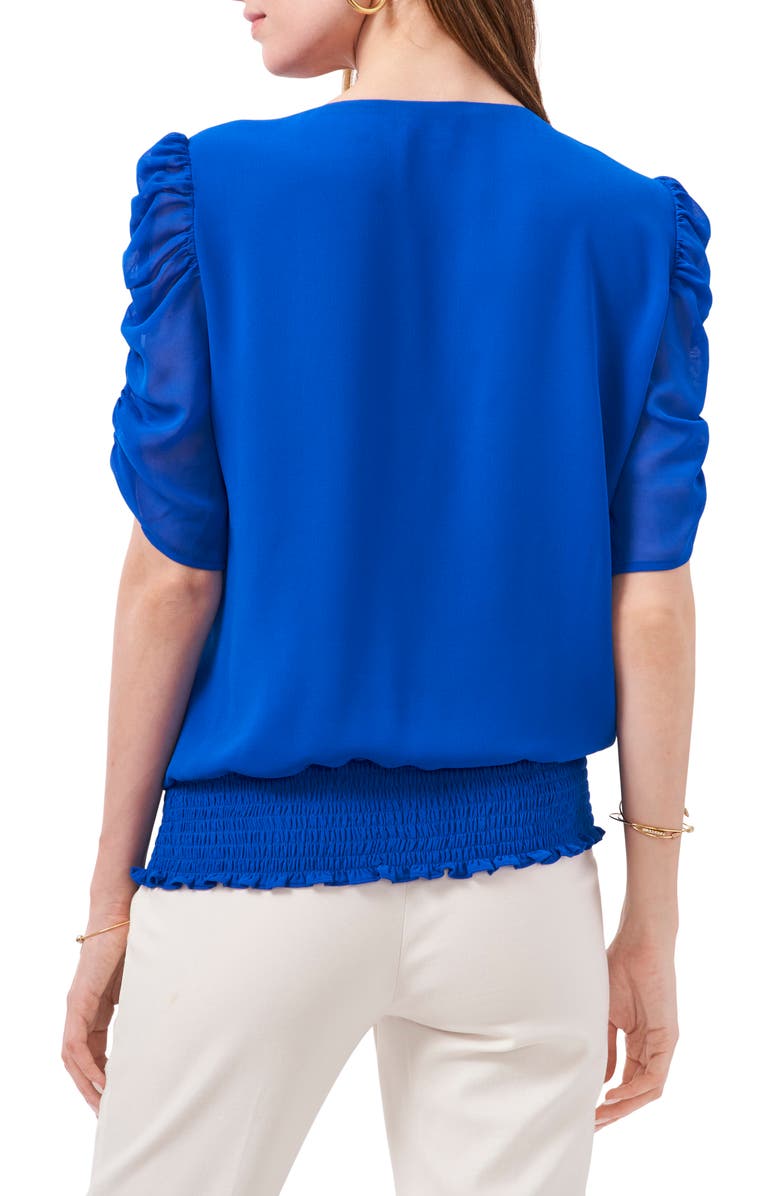 Chaus Ruched Sleeve V-Neck Blouse, Alternate, color, 