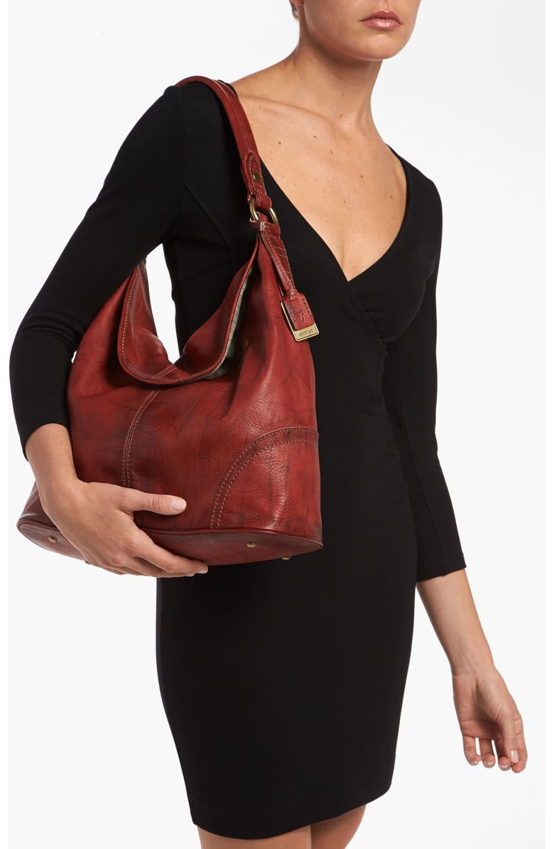 Frye 'Campus' Leather Hobo, Alternate, color, Burnt Red