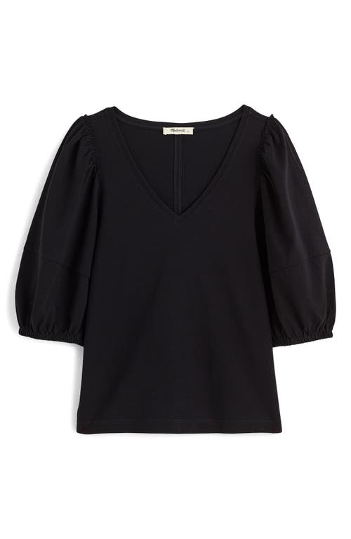 Madewell Puff-sleeve V-neck Tee In Black