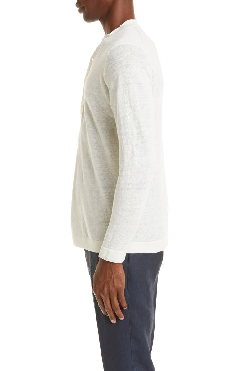 Thom Sweeney Linen Henley, Alternate, color, White