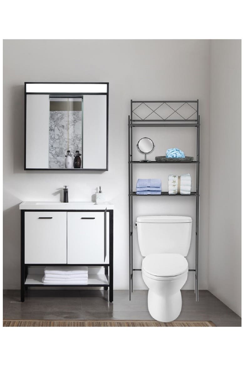 3-Shelf Metal Bathroom Organizer, Alternate, color, BLACK