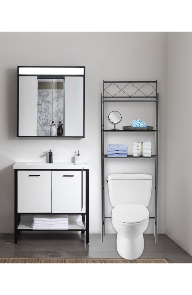 J AND V TEXTILES 3-Shelf Metal Bathroom Organizer, Alternate, color, Black