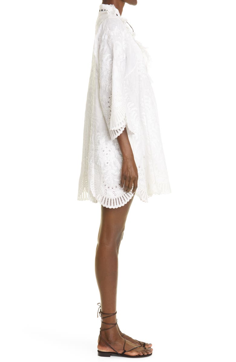 Zimmermann Zimmerman Dancer Tie Neck Embroidered Eyelet Minidress, Alternate, color,