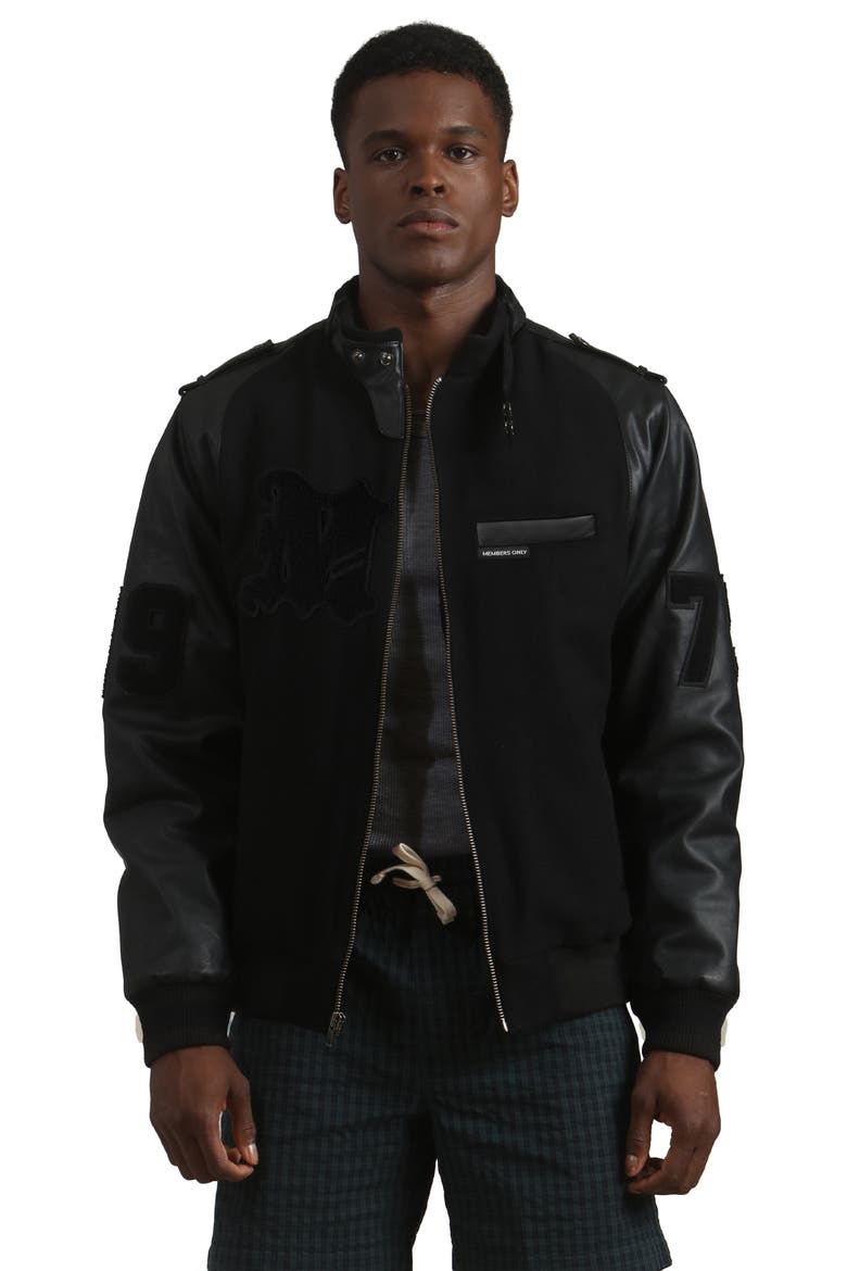 Men's Varsity Jacket, Main, color, Black