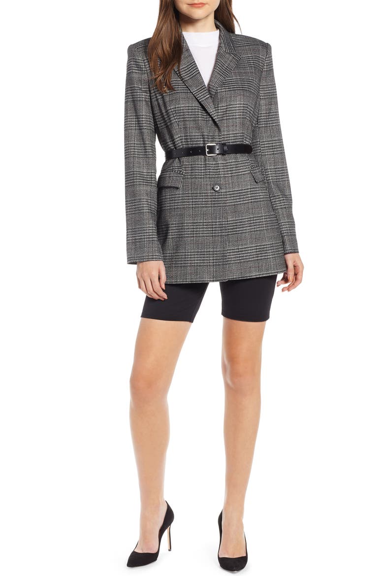 Plaid Blazer (Nordstrom Exclusive), Alternate, color, BLACK PLAID
