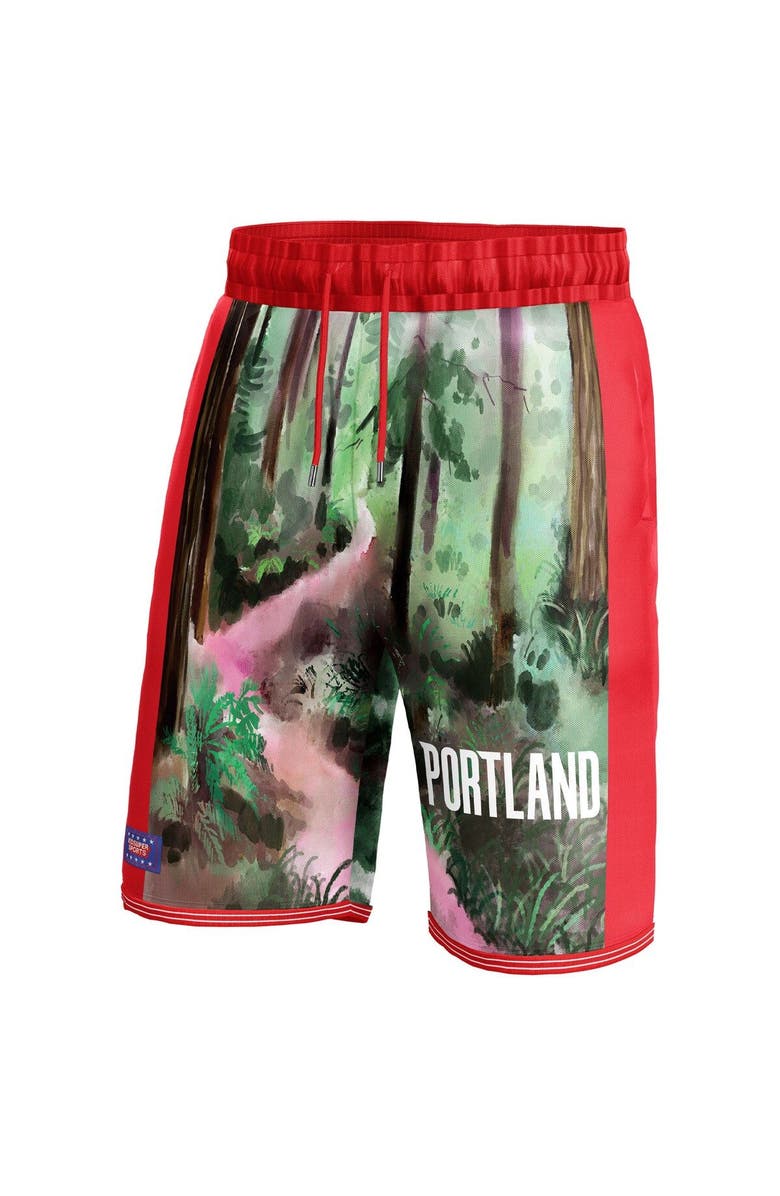 NBA X KIDSUPER Unisex NBA & KidSuper Studios by Fanatics Black Portland Trail Blazers Hometown Shorts, Alternate, color, Black