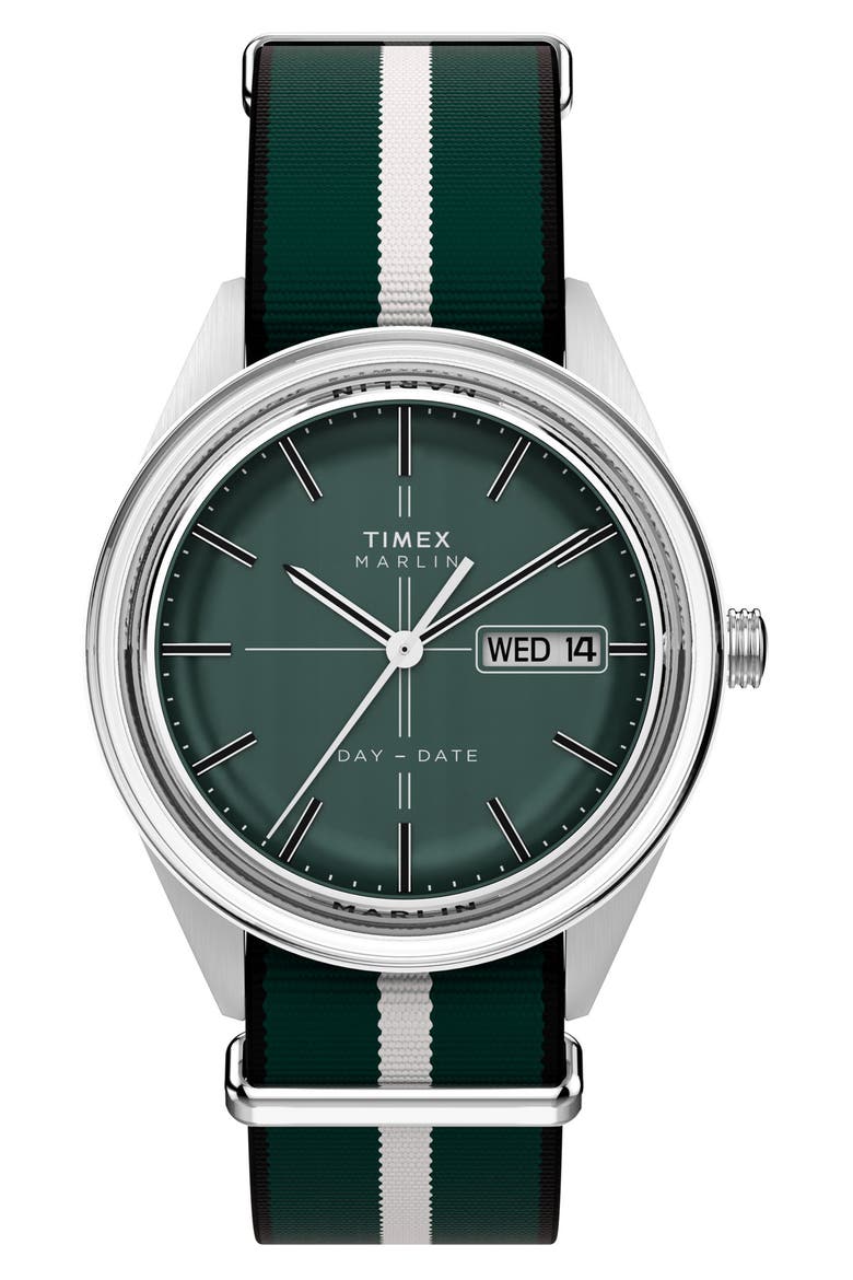 Marlin® Jet Webbing Strap Watch, 38mm, Main, color, GREEN