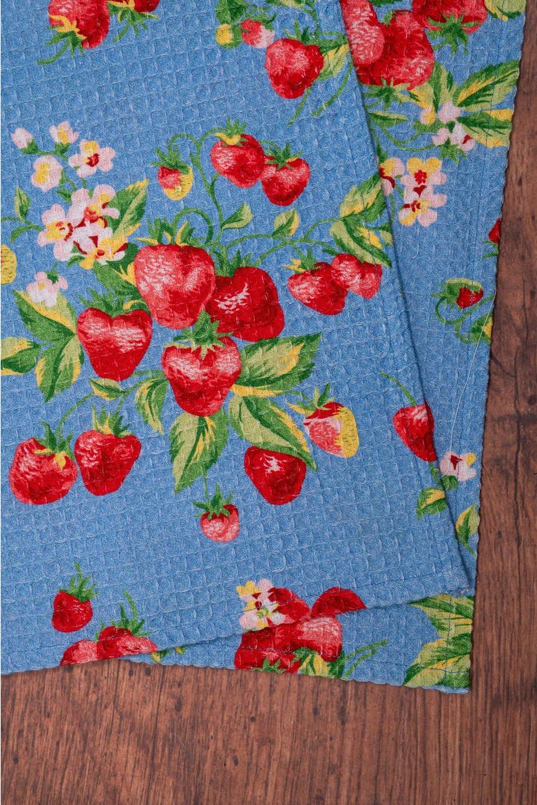 Strawberry Magic Tea Towels, Set of 2, Alternate, color, Blue