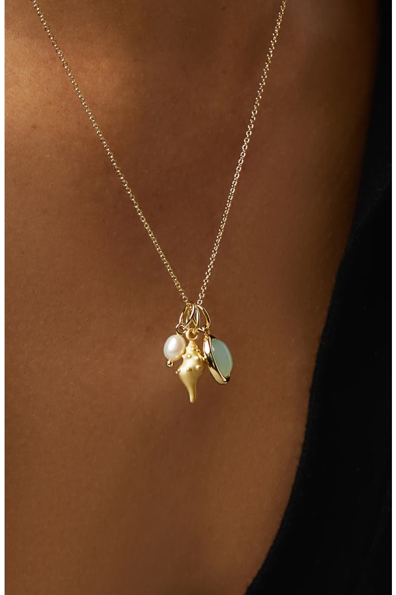 Gold Charm Necklace - Ocean, Alternate, color, Gold