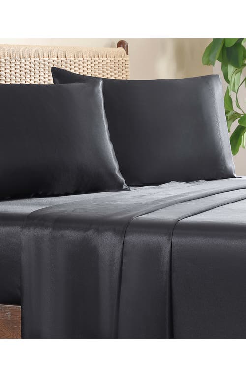Jessica Simpson Silky Satin Sheet Set In Black