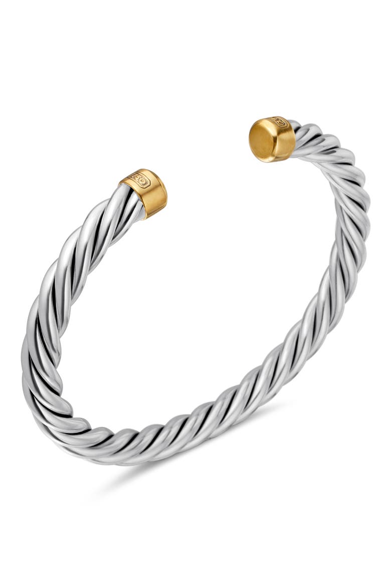 Cable Cuff Bracelet with 18K Gold & Semiprecious Stone, Alternate, color, SILVER/ GOLD
