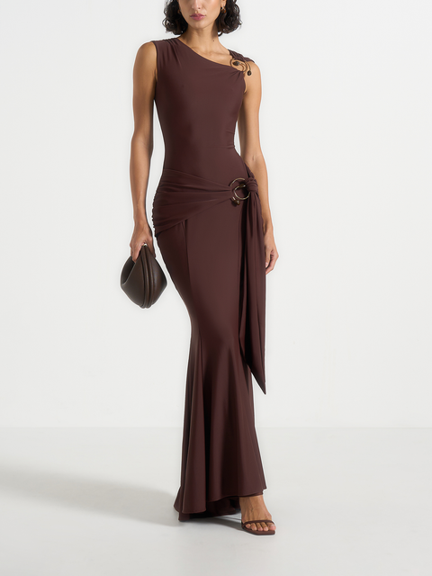 Rania Asymmetric Draped Midaxi Dress