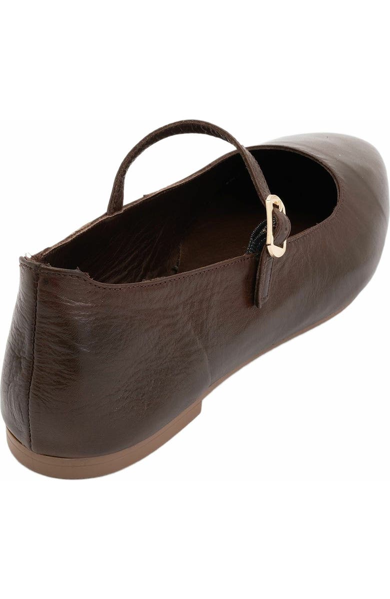 Forever & Always Shoes Lara Leather Mary Jane Flats, Alternate, color, Brown Leather