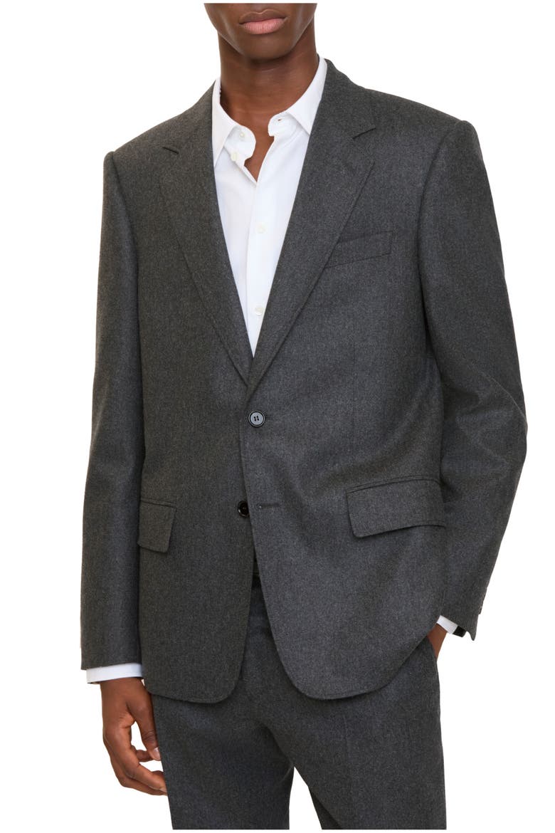 Wool Flannel Tailored Jacket, Main, color, Brisk grey