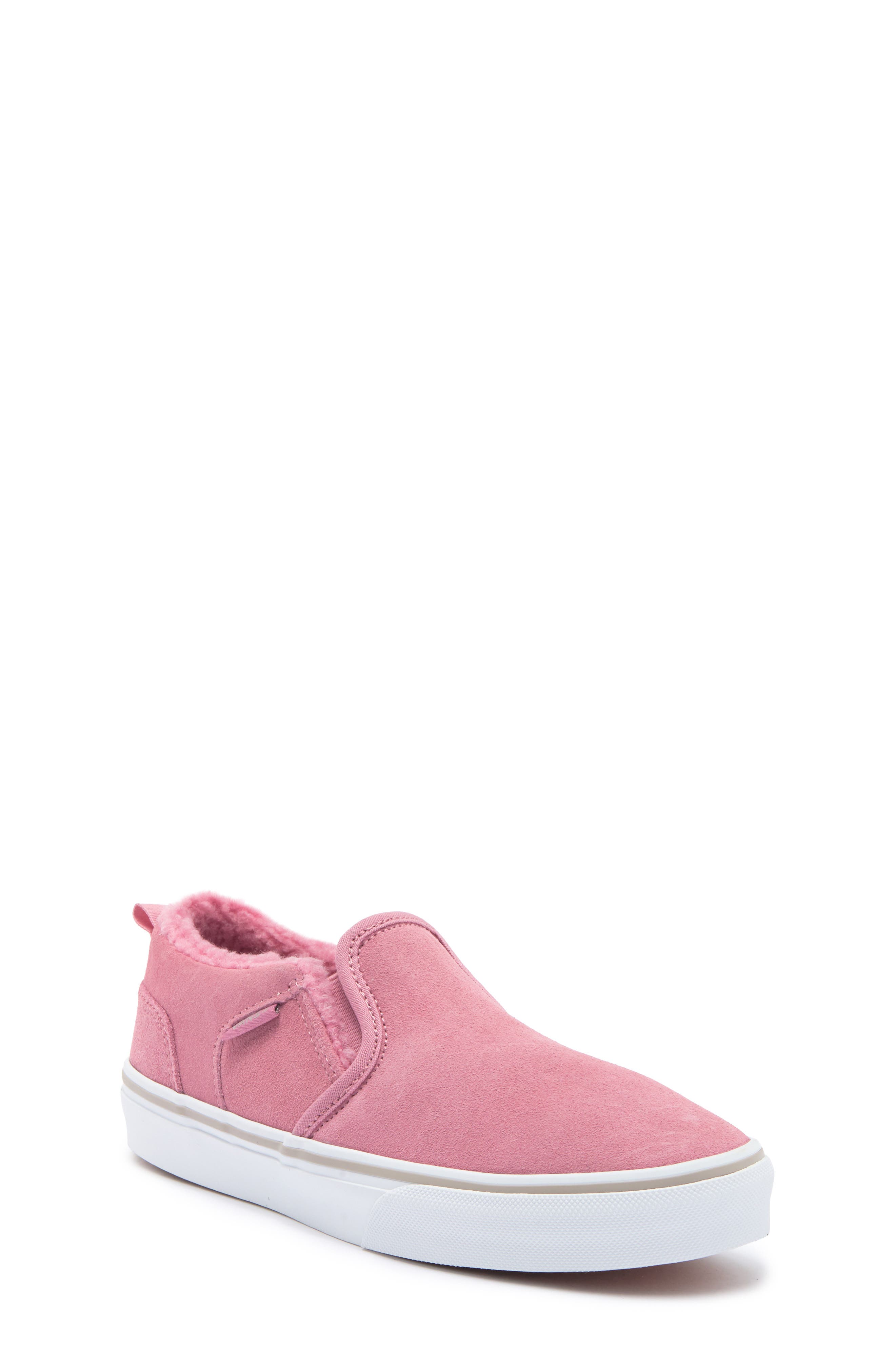 Kids' Asher Slip-On Sneaker, Main, color, SUEDE/SHERPA FOXGLOVE