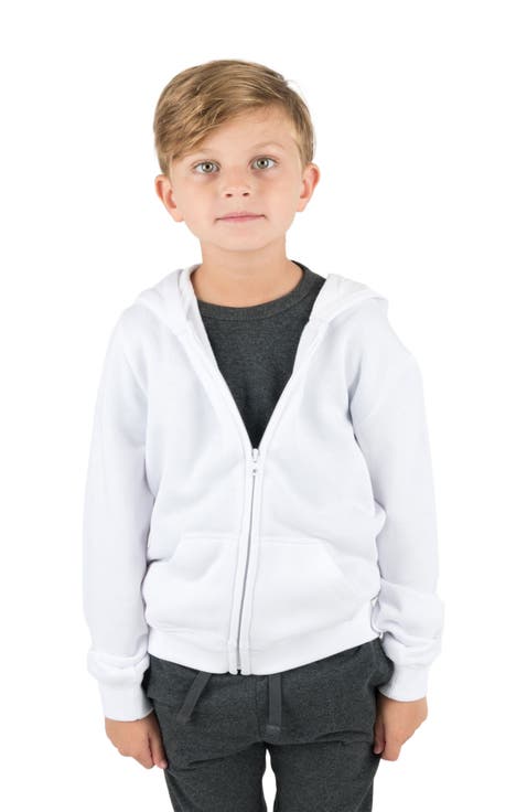 Kids Zip-Up Hoodie, 100% Cotton, Solid Colors