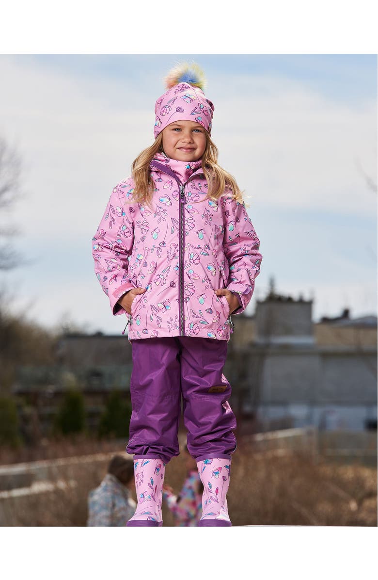 Deux par Deux Girl's 3-In-1 Mid-Season Outerwear Set With Printed Jacket Lilac And Multicolored Butterfly, Alternate, color, 