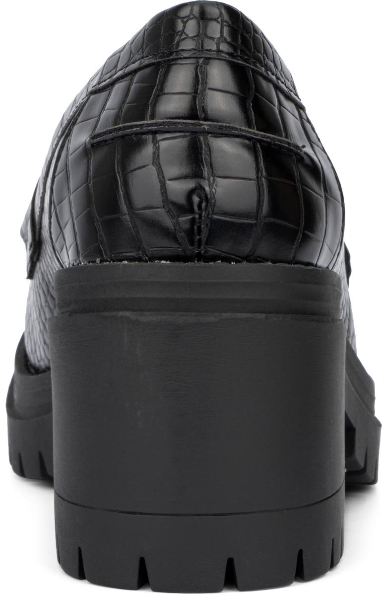NEW YORK AND COMPANY Penni Croc Embossed Platform Loafer, Alternate, color, Black