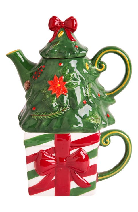 3-Piece Christmas Tree Single Serve Tea Set