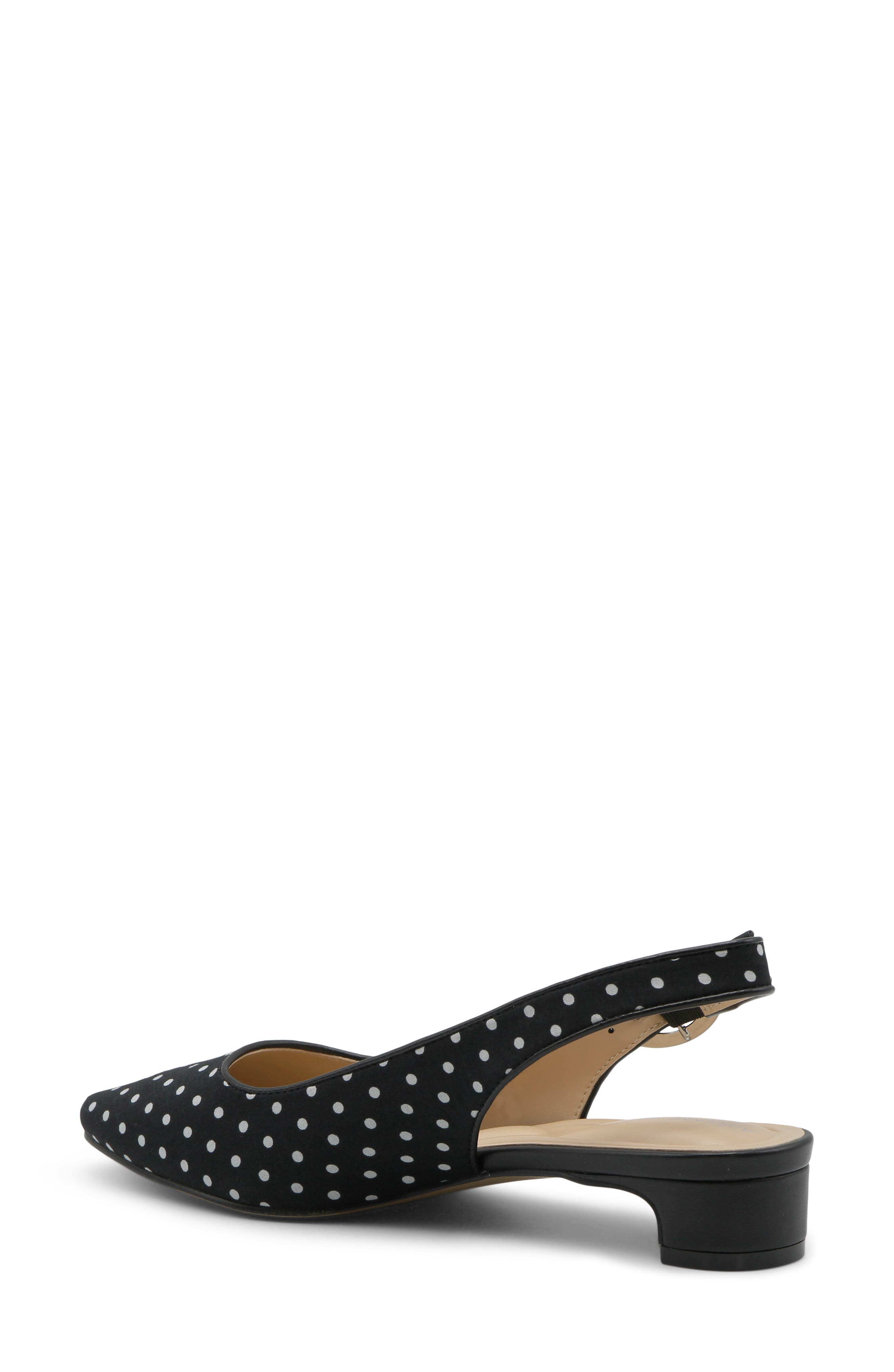 Adrienne Vittadini Papina 2 Pointed Toe Slingback Pump, Alternate, color, White Black Dot