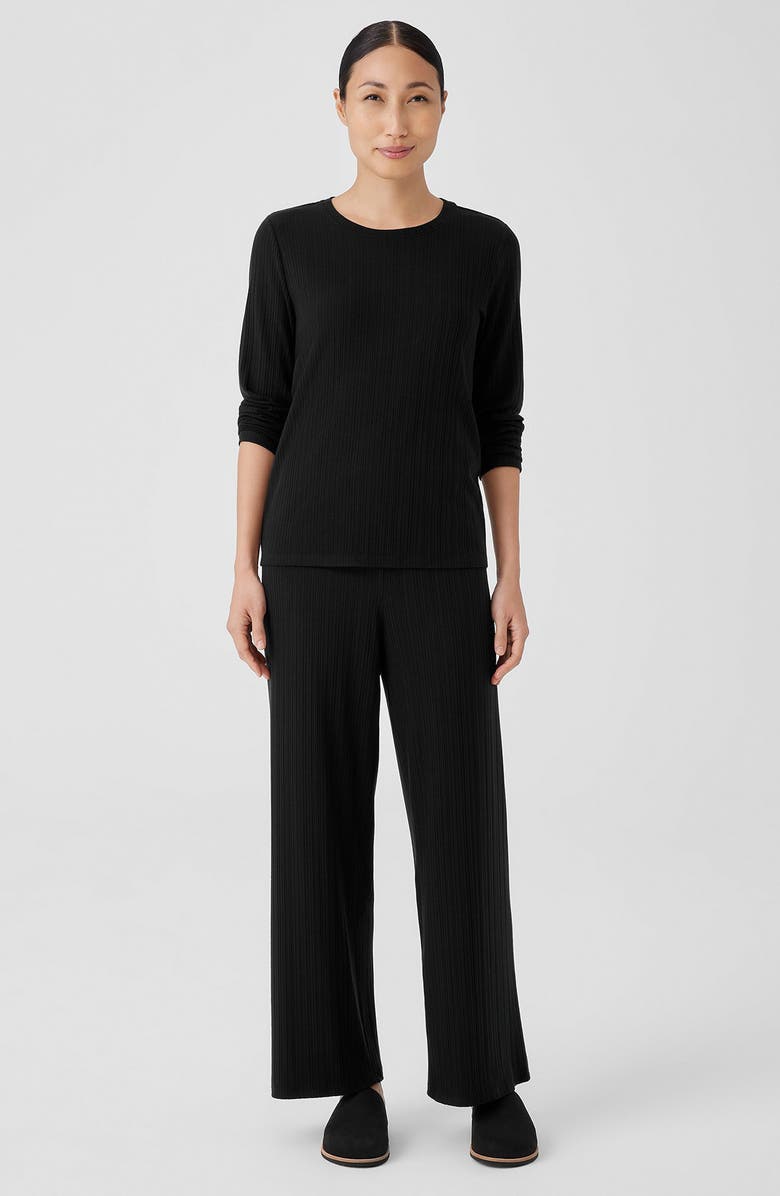 Eileen Fisher Rib Wide Leg Ankle Pants, Alternate, color, 